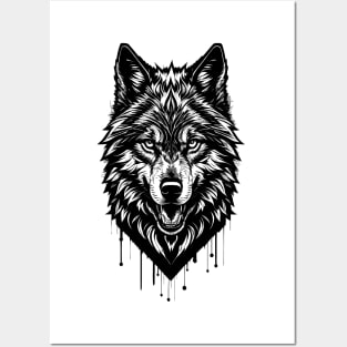 wolf ink art Posters and Art